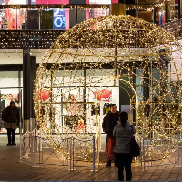 Giant christmas bauble sculpture