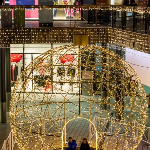 Giant christmas bauble sculpture