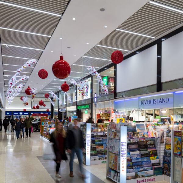 shopping centre christmas festive display and light motifs