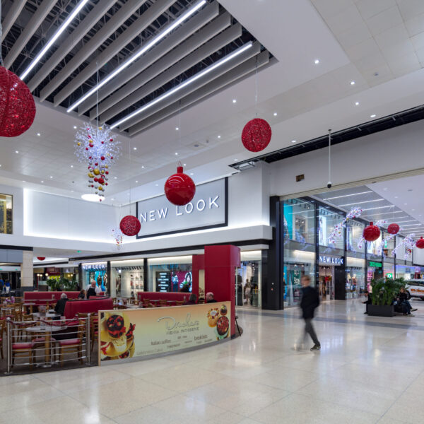 shopping centre christmas festive display and light motifs