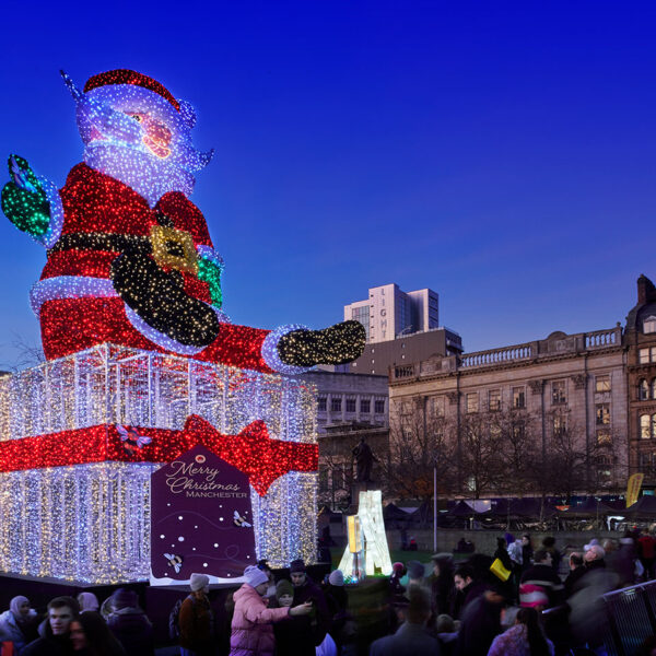 Manchester City Christmas Lights Santa Light Sculpture