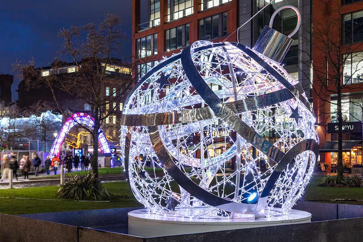 Manchester bauble light sculpture