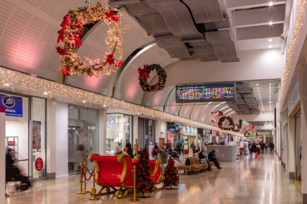 southside shopping centre festive Christmas lights and decorations