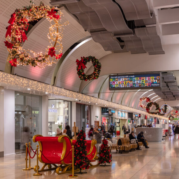 southside shopping centre festive Christmas lights and decorations