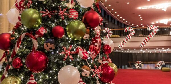 commercial christmas tree and decorations banner