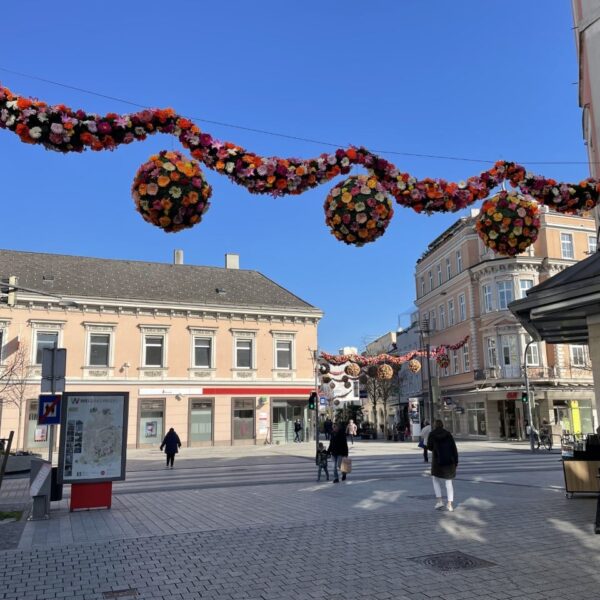 flower balls in the street