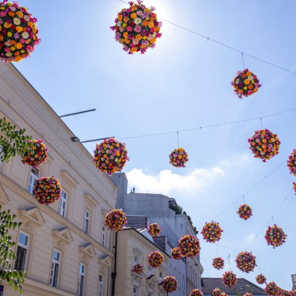 Flower balls in streets