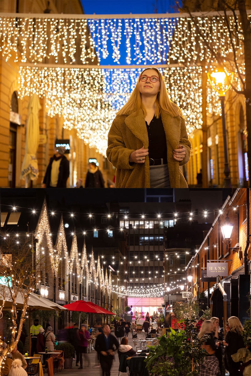 Christmas drape lights and festoon lights