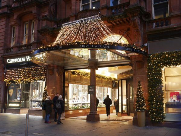 Argyle Arcade Entrance with Christmas String Lights