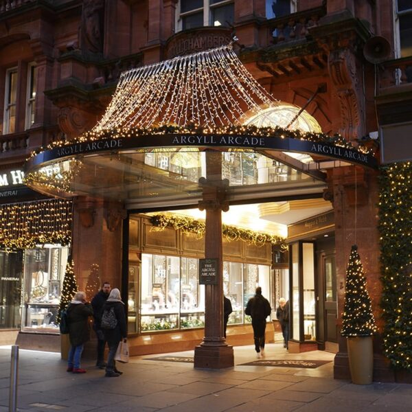 Argyle Arcade Entrance with Christmas String Lights