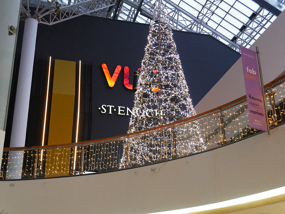 Christmas Tree and Icicle lights shopping centre