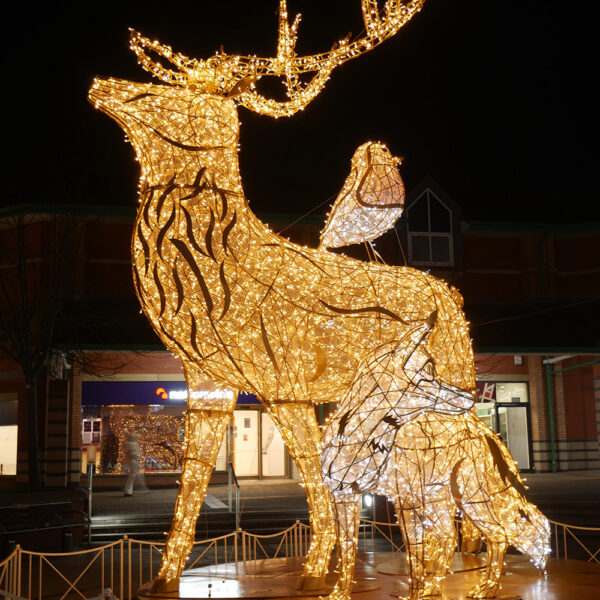 Giant Stag, Fox and Robin sculpture