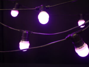 String Lite®QF+, 20 E27 sockets,10m, 2x5m without bulbs, black cable, 230V