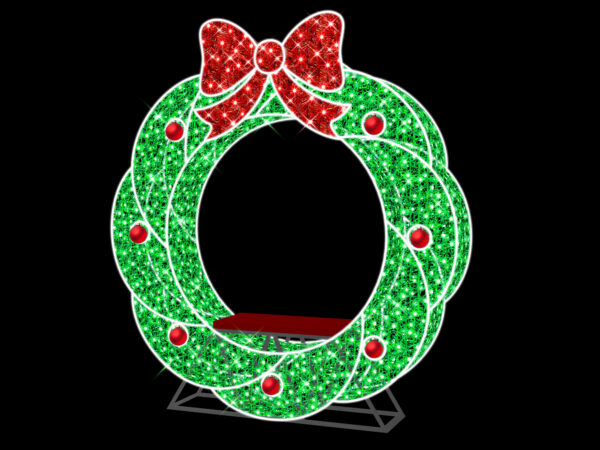 Lit wreath photo opportunity 216x35x200cm WH LED, 5m Power Cord, IP65 Plug