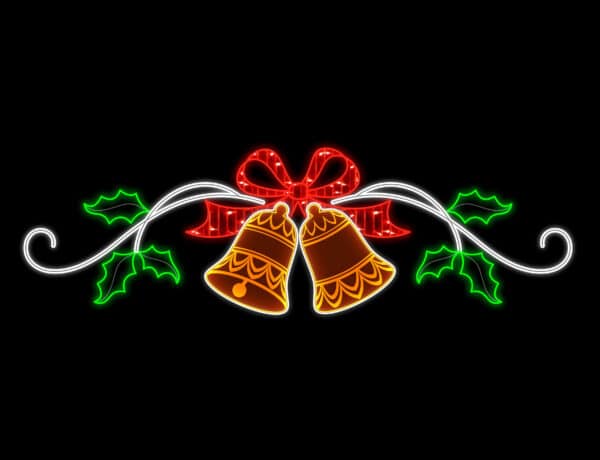 Bells with Ribbon & Holly Leaf 335x102cm 220-240v, 5m Power cord & 3-pin Mains Plug