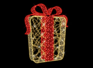 161-096 Gift with Bow, 150x25x120cm, Bow=9Static to 1flash LED, 36v