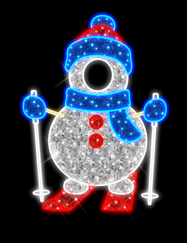 Snowman on Ski's Photo Op, 200x184cm, 24v, 1.5m Power Cord, IP65 Plug
