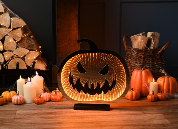 40cm Infinity Pumpkin 60 LEDs 3m Lead & Mains Plug, timer 6hrs on/18hrs off
