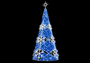 Cone Struct Tree with Snowflakes, 180x180x400cm, 24v, 5m Power Cord, IP65 Plug