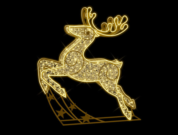 Reindeer 180cm x 25cm x 163cm WW LEDS 24v, 5m Power Cord, IP65 Plug