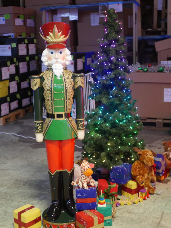 157cm Lit Polyresin Green / Red Nutcracker Battery Operated (3x AA Batteries Required) - Image 2