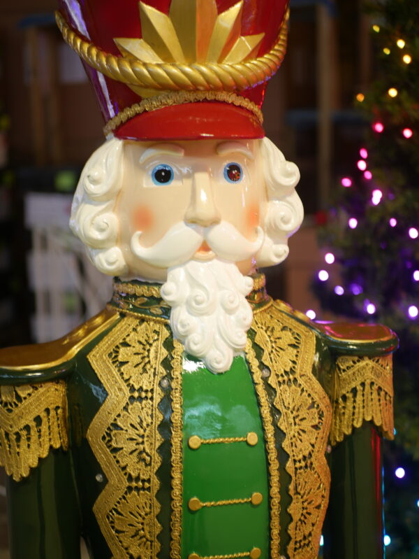 157cm Lit Polyresin Green / Red Nutcracker Battery Operated (3x AA Batteries Required) - Image 3
