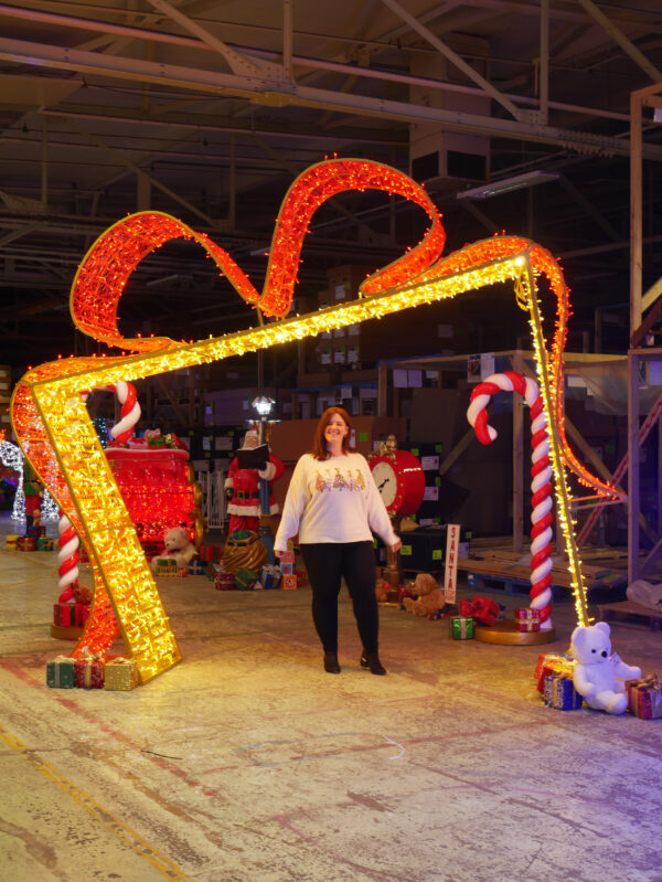 Gold Archway with Red Bow, 370cm x 80cm x 320cm, 24v, 5m Power Cord, IP65 Plug - Image 3