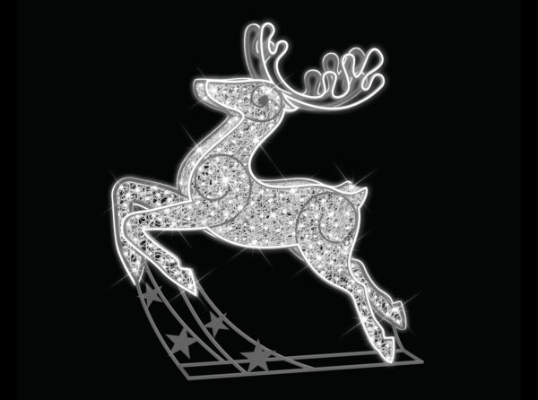 Reindeer 180cm x 25cm x 163cm WH LEDS 24v, 5m Power Cord, IP65 Plug