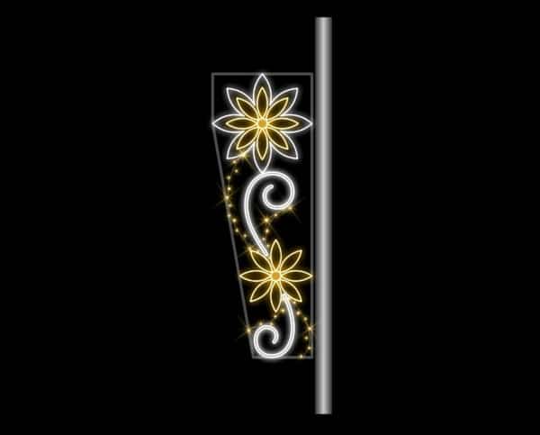 Poinsettia & Swirl  200x70cm WA & WH LED 220-240v Chasing Effect, 5m Power cord & 3-pin Mains Plug