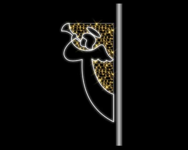 Angel  with Trumpet 180x95cm WA WH & WH LED 220-240v, 5m Power cord & 3-pin Mains Plug