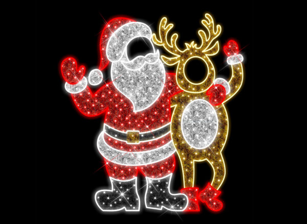 Santa & Reindeer Photo Op, 200x184cm, 24v, 1.5m Power Cord IP65 Plug