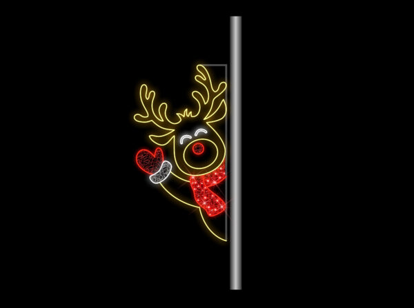 Waving Reindeer Rope Light Silhouette, 180x90cm, 230v, 5m Power cord & 3-pin Mains Plug