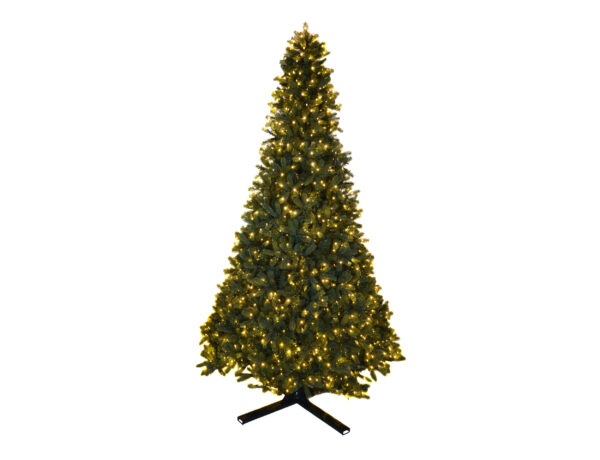 Deluxe Slim Mayberry PreLit Tree, 305cm x 183cm 1328 WA WH LEDs 24V, 4217 Tips Incl Metal Stand