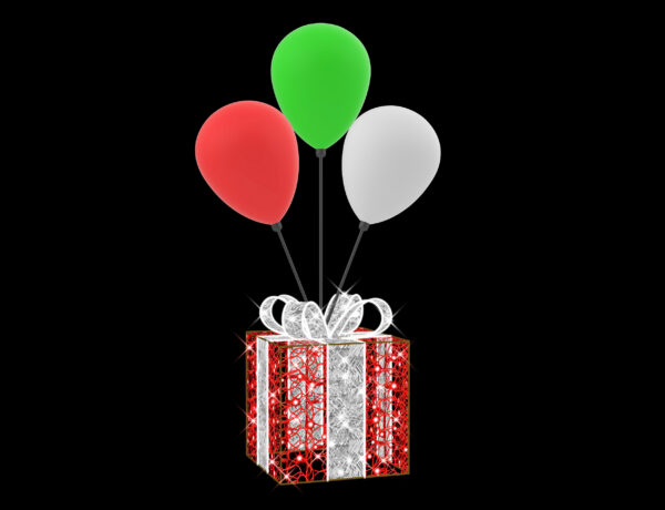 Gift with Balloons, 132x40x76cm, 24v, 5m Power Cord, IP65 Plug