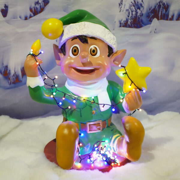 Santa Elf Playing with Lights (Green), 55x60x75cm - Image 5