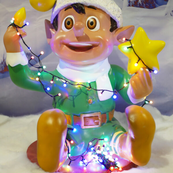 Santa Elf Playing with Lights (Green), 55x60x75cm - Image 7