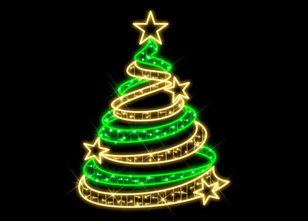 Star Christmas Tree, 130x100cm, 230v, 5m Power cord & 3-pin Mains Plug