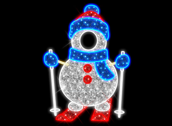 Snowman on Ski's Photo Op, 200x184cm, 24v, 1.5m Power Cord, IP65 Plug
