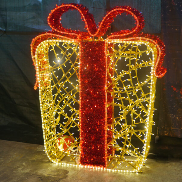 Gift with Bow, 150x25x120cm, Bow=9Static to 1flash LED, 36v - Image 4