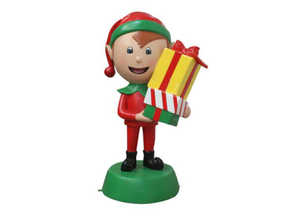 4.5ft Elf with Gift Box, 53cm x 133cm x 34cm (WxHxD