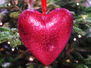 Glitter Heart, Red, 25cm(W)