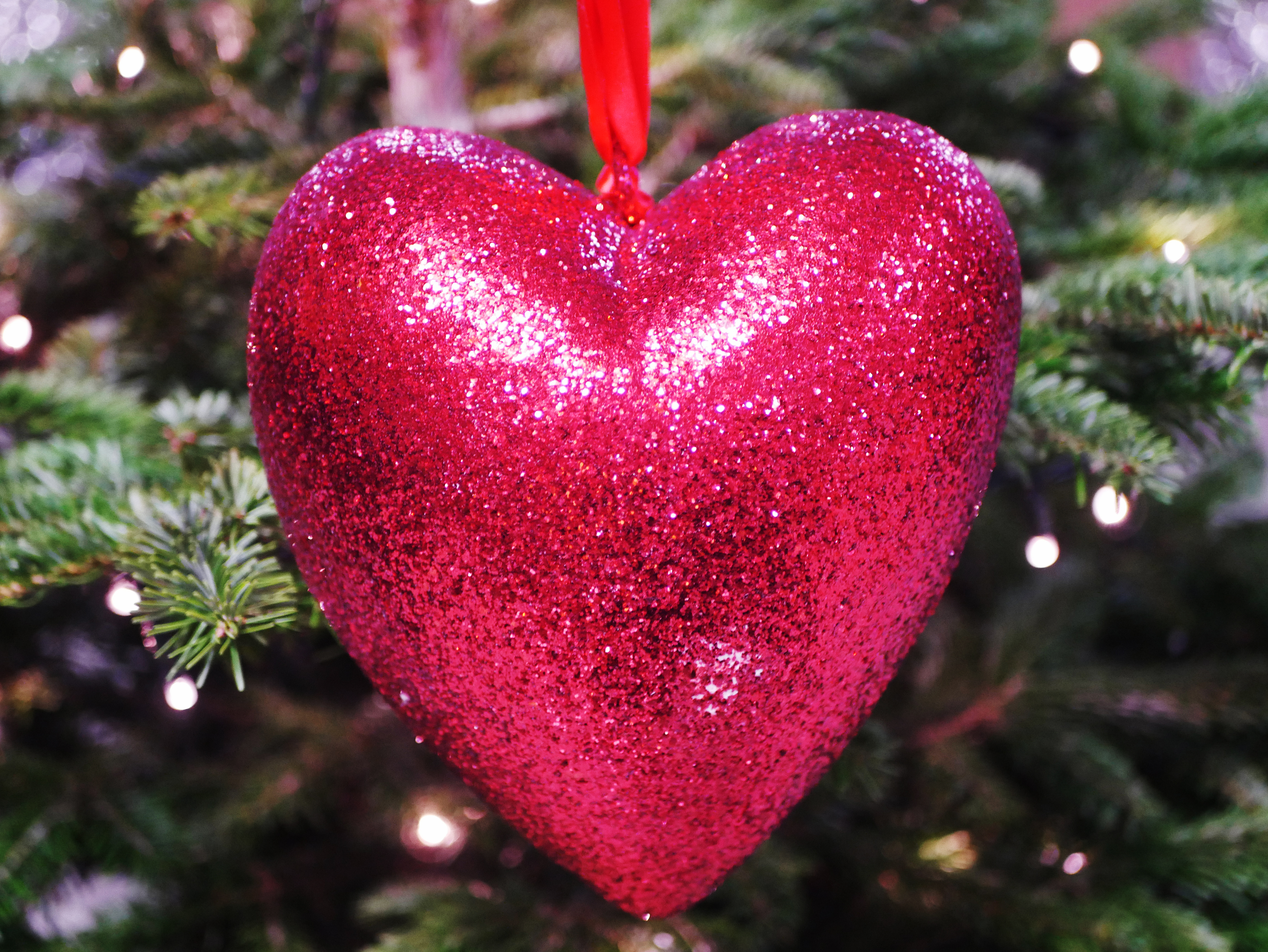 Glitter Heart, Red, 25cm(W)