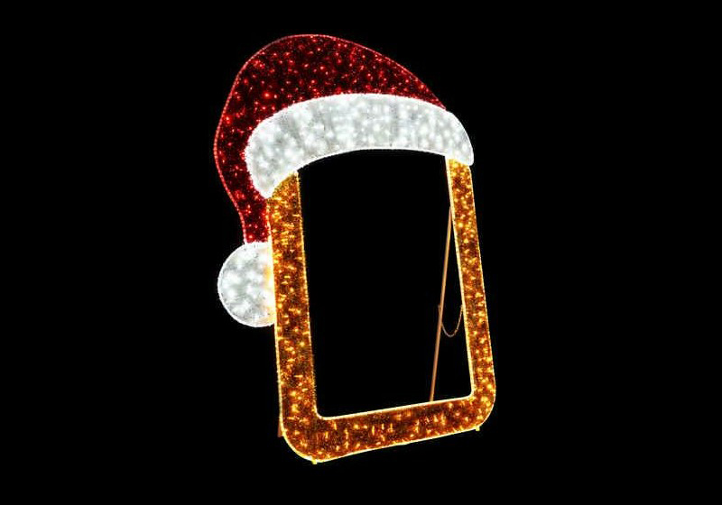 277cm x 200cm Lit Santa Hat Picture Frame Photo Opportunity, 230v with 5mtr Cable