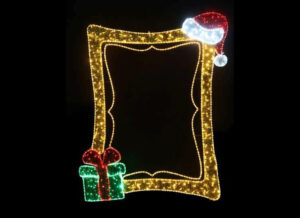 210cm x 168cm Photo Opportunity Lit Frame with Santa Hat, 230v with 5mtr Cable