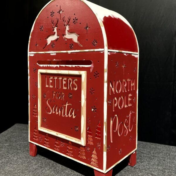 111cm red and white LETTERS FOR SANTA post box - Image 3