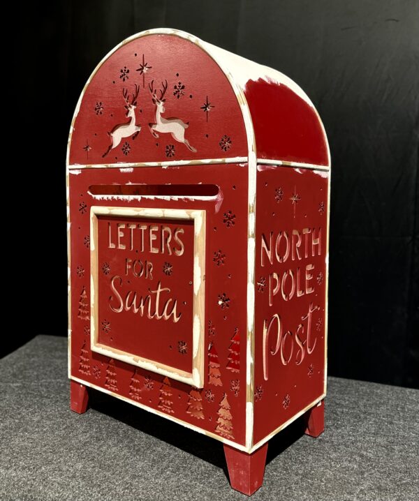 111cm red and white LETTERS FOR SANTA post box - Image 3