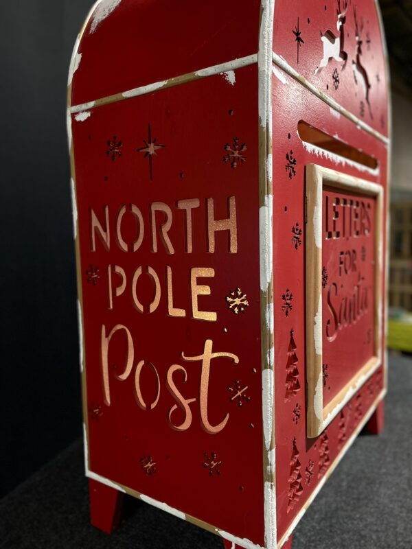 111cm red and white LETTERS FOR SANTA post box - Image 4