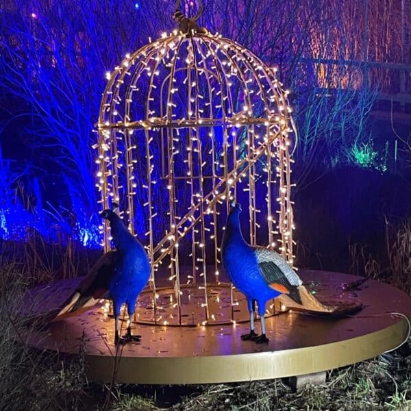 Bents Peacock and Cage Light Sculpture
