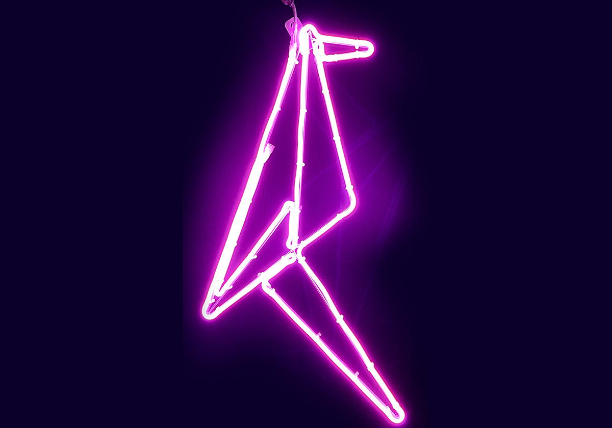 Geo Birdie, 71x86cm, Pink Contour Light