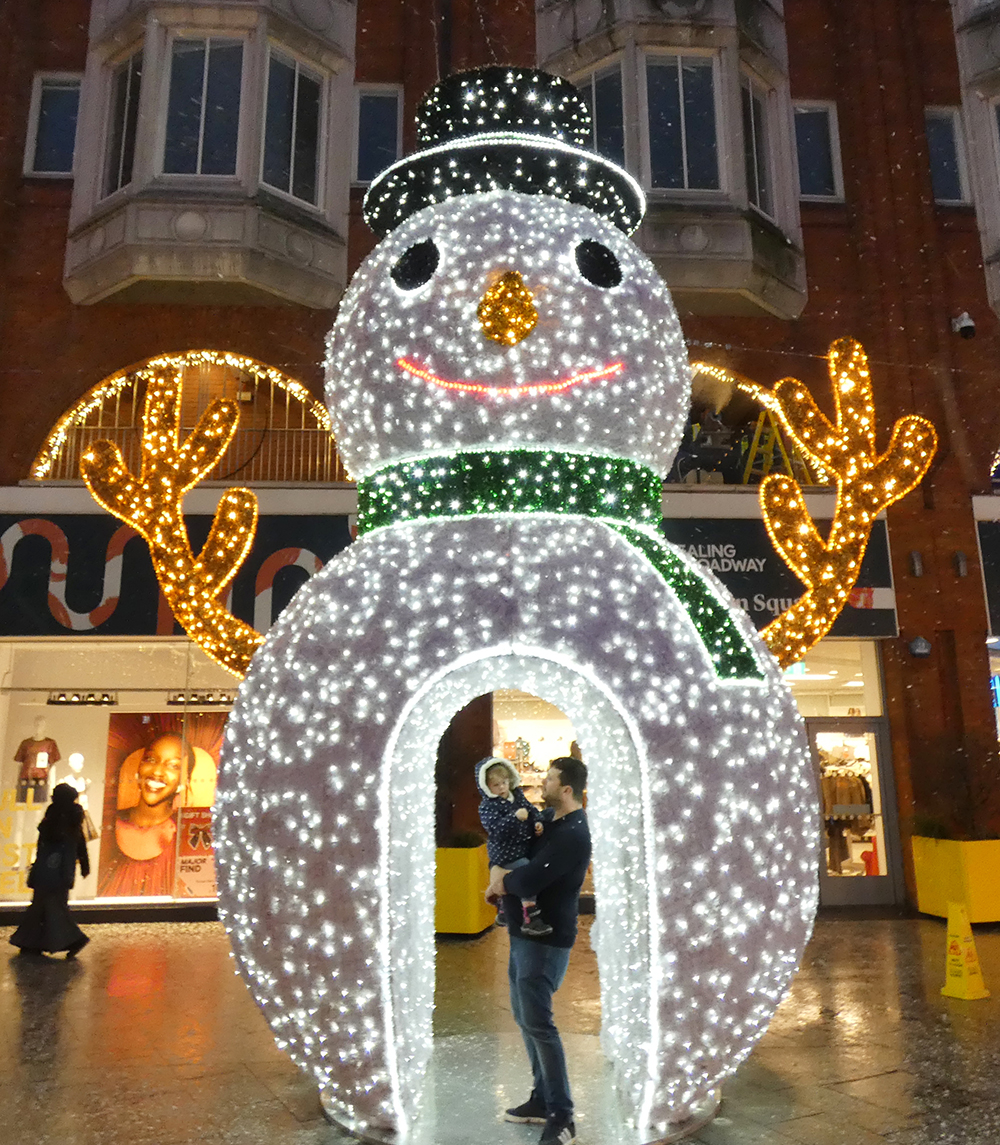 Ealing Broadway Shopping Centre Christmas Lights Snowman Photo Op